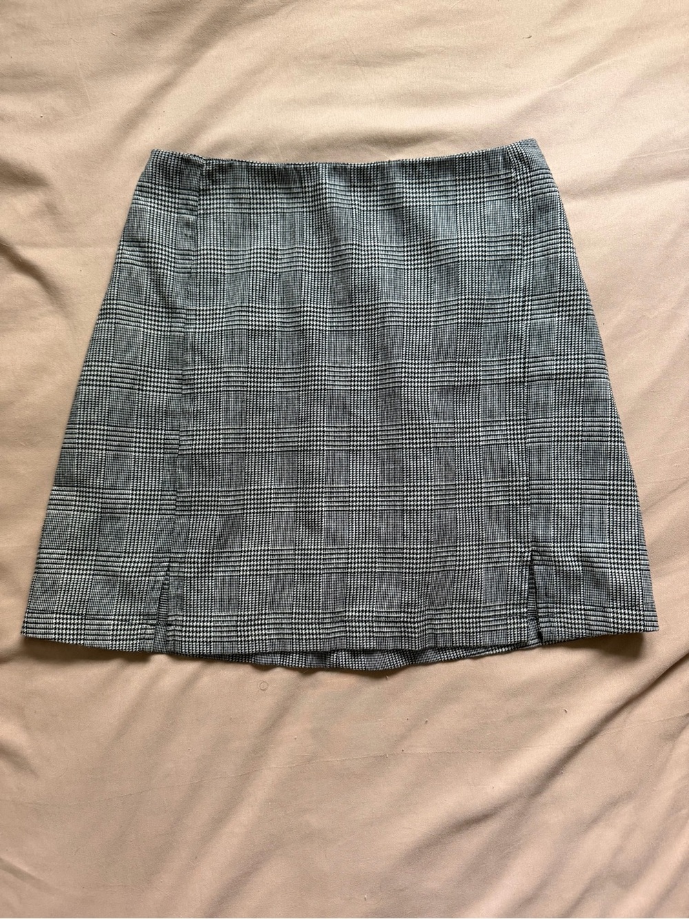 Brandy Melville Black-and-White Plaid Mini Skirt